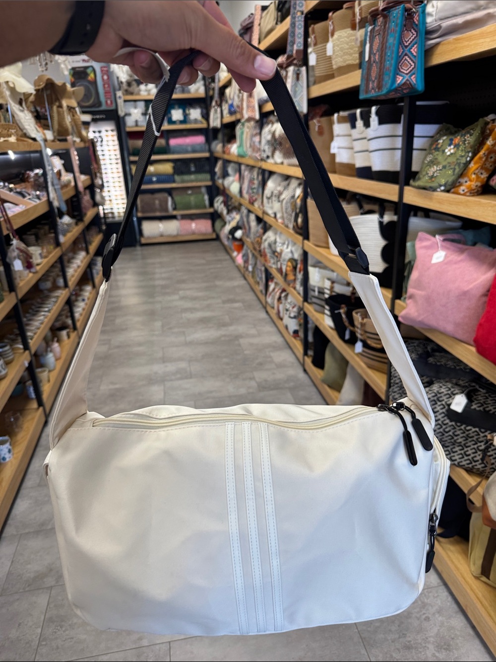 Everyday Cream Shoulder Bag with Black Strap